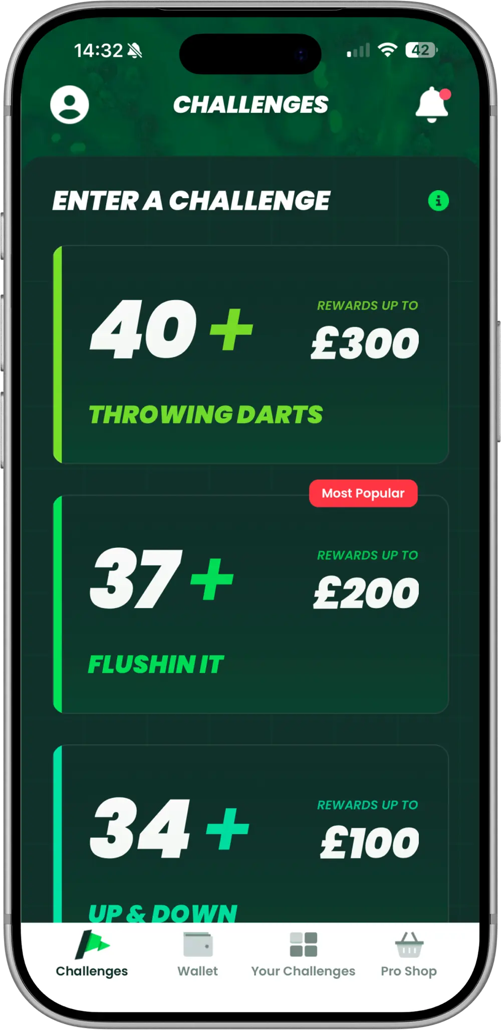Stable Stakes App - Challenges Screen